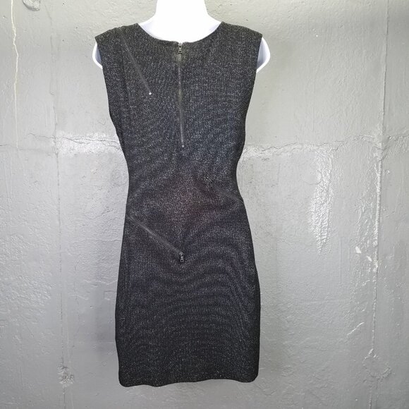 ALICE + OLIVIA Gyllen Dress Womens M Mini Black Metallic Fleck Zipper Net Lining - Picture 6 of 12